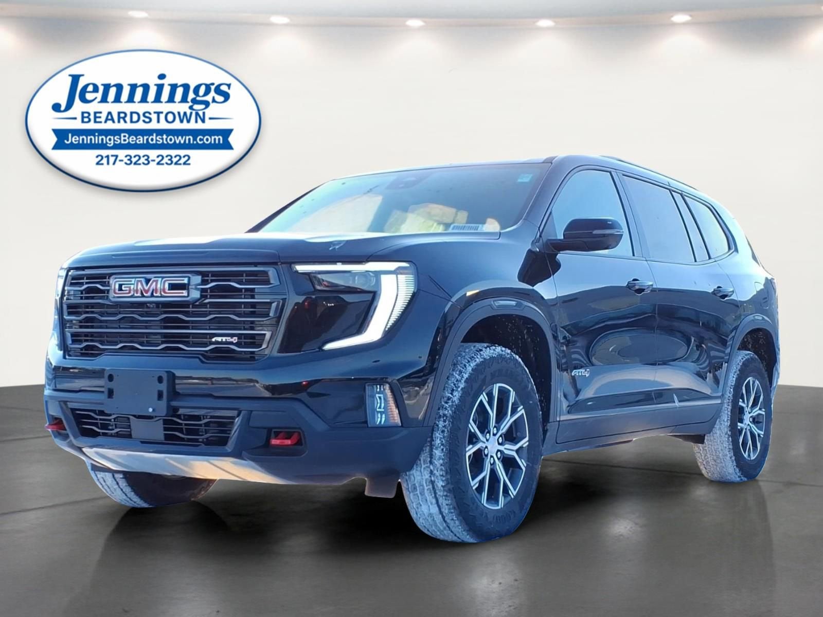 2026 GMC Acadia AT4 in Ebony Twilight Metallic — front three-quarter view