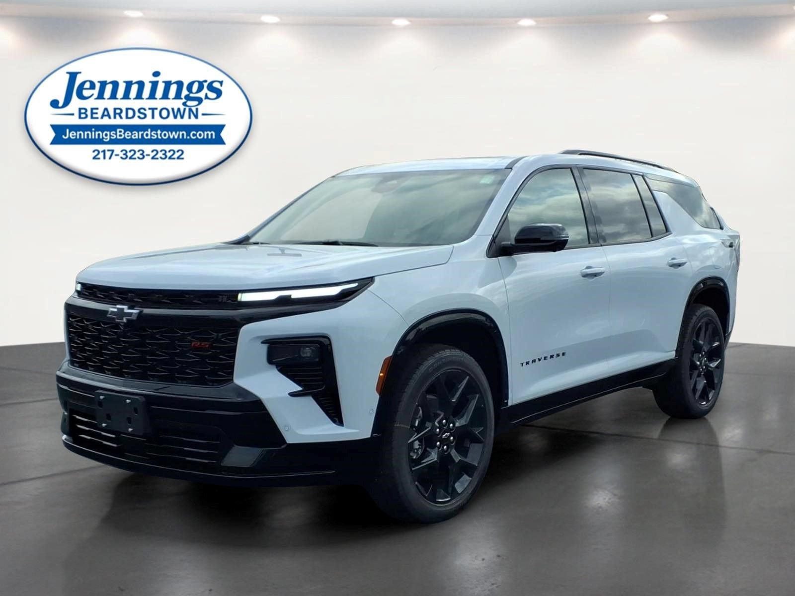 2026 Chevrolet Traverse RS in Polar White Tricoat — front three-quarter view