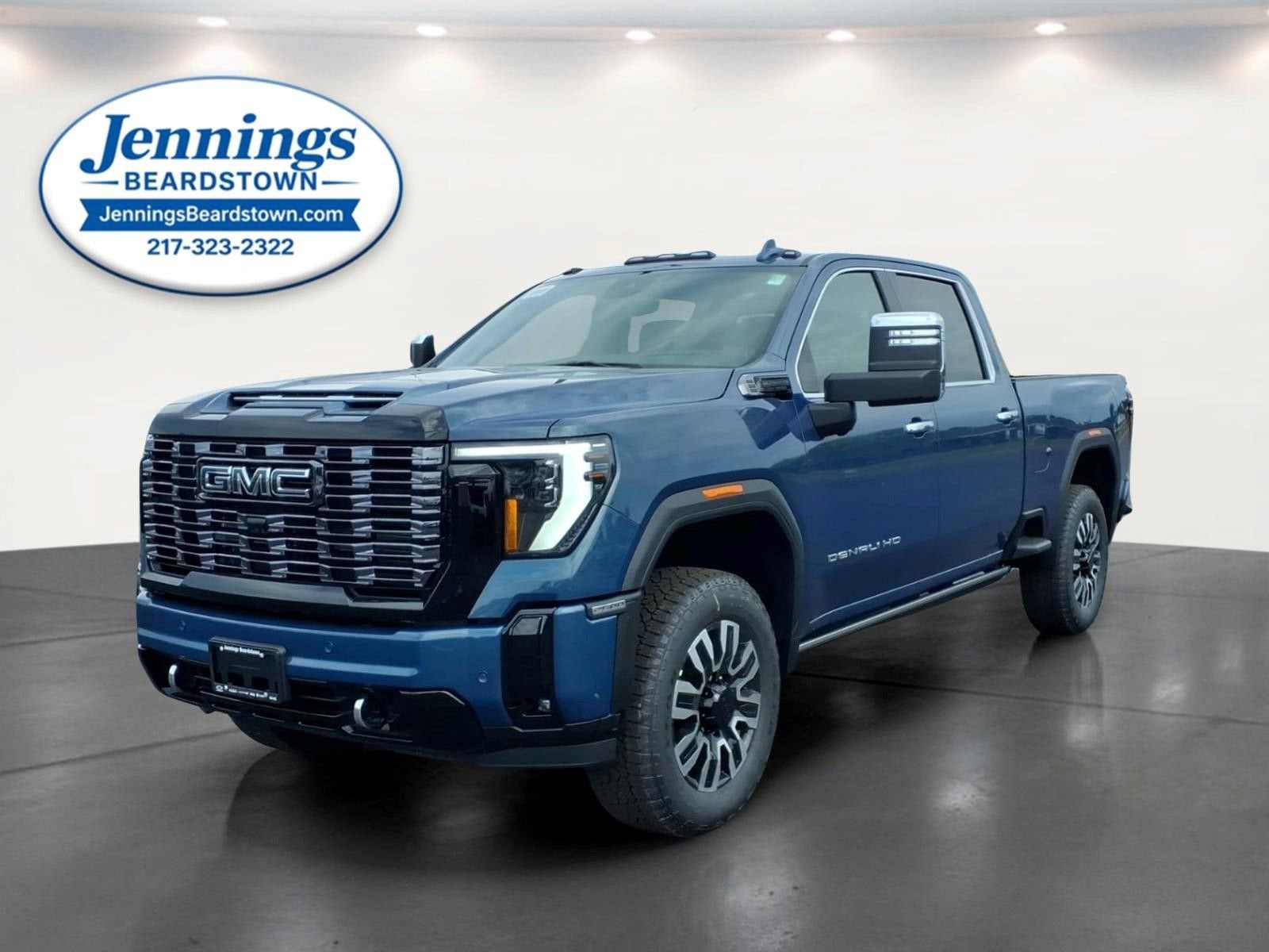 2026 GMC Sierra 2500 HD Denali Ultimate in Downpour Metallic — front three-quarter view