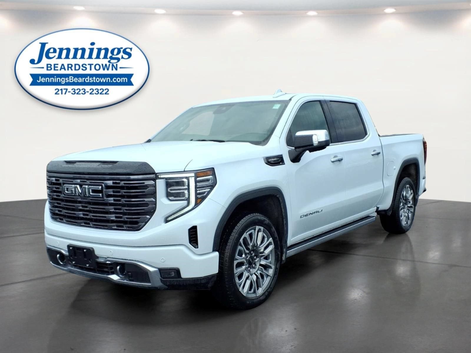 2026 GMC Sierra 1500 Denali Ultimate in Glacier White Tricoat — front three-quarter view